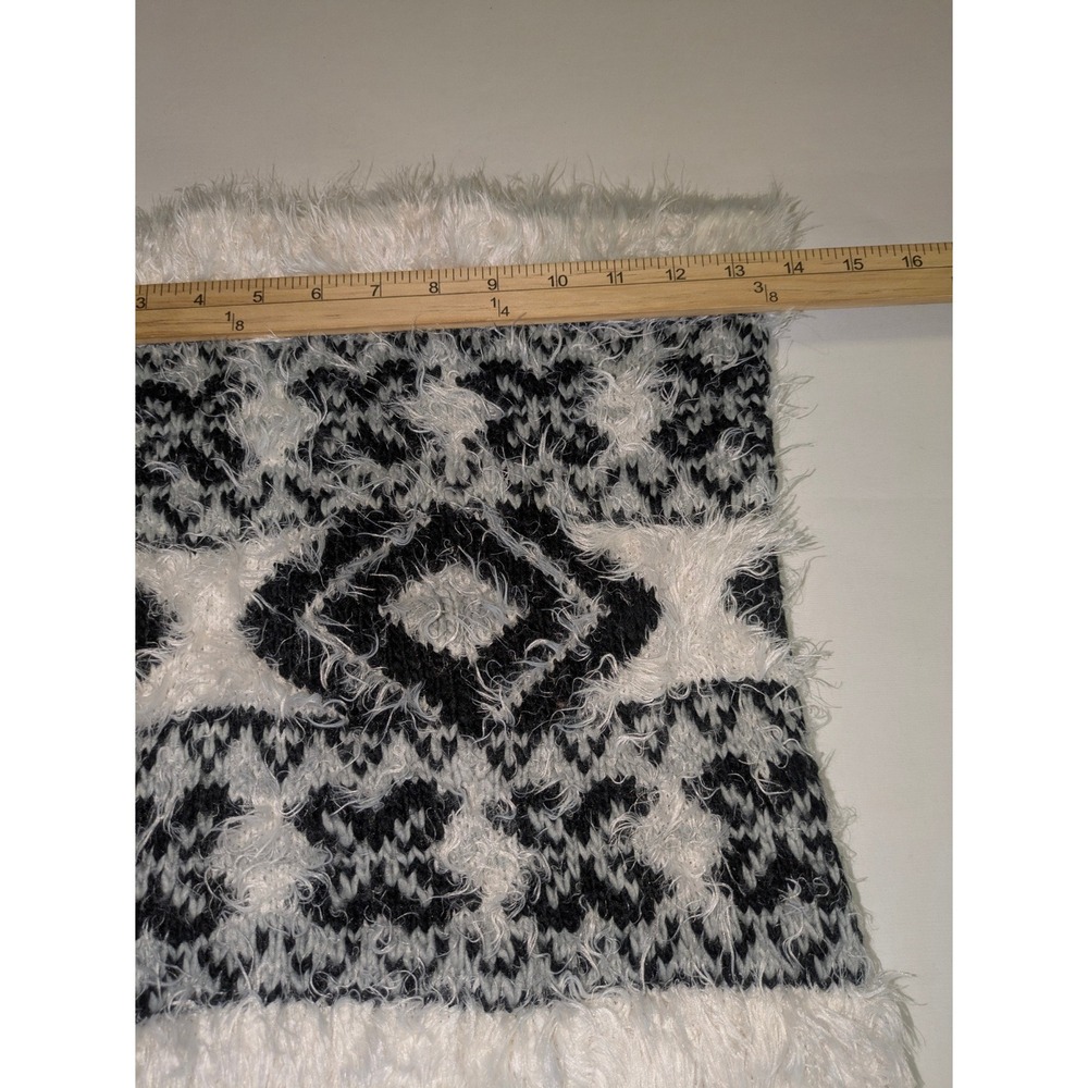 ExpressFaux Fur Knit Infinity Scarf Ivory Black Cozy Winter Neck Warmer OS - Picture 4 of 7